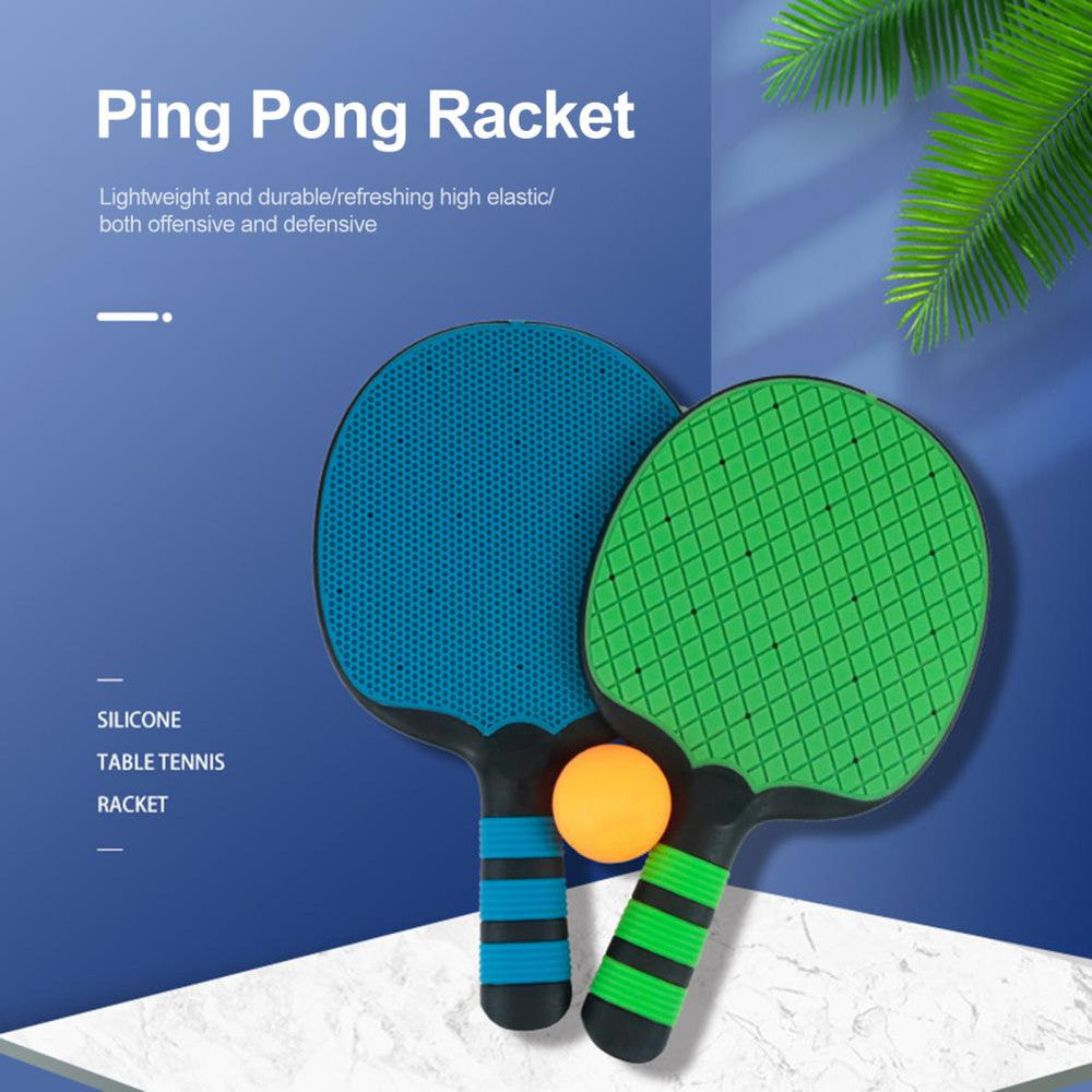 Silicone Ping Pong Paddles Set, 4-Player Table Tennis Rackets with Ergonomic Handle, Beginner Pingpong Training Bat