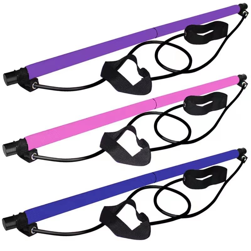 Adjustable Pilates Stick – Portable Fitness Bar with Resistance Bands for Home Workouts, Yoga & Full-Body Toning